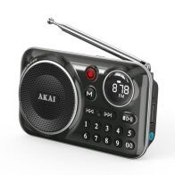 Akai APR-500BK Μαύρο φορητό ραδιόφωνο με Bluetooth, USB, TF, REC, έξοδο ακουστικών και οθόνη-2.5W