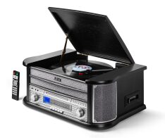 Akai ATT-350CC – Ρετρό Πικάπ 3 Ταχυτήτων με CD, Κασέτα, AM/FM, Bluetooth 5.0 & USB Recording (2×4W)