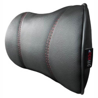 Otom Μαξιλαράκι Αυχένα Από Δερματίνη Μαύρο Με Κόκκινη Ραφή