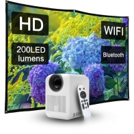 HP CC180W 2-IN-1 Projector HD με οθόνη προβολής 84″, ενσ ηχεία, 200LED, BΤ, HDMI, USB, τηλεχ–45W