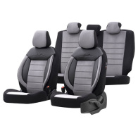 Otom Καλύμματα Comfortline Design Sued/Rachel/Δερματίνη Σετ Εμπρός/Πίσω Μαύρο-Γκρι 11 Τεμάχια