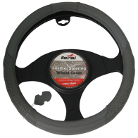 Feral Κάλυμμα Τιμονιού Αυτοκινήτου Δερμάτινο Λείο Με Τρυπητό Γκρι Medium