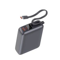 QCY PB20A Grey 20000mAh 45W PD fast charge power bank - Digital Display, Fireproof ABS+PC