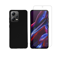 Vivid Set Silicone Matte Case + Tempered Glass Poco X5/Note 12 5G Black