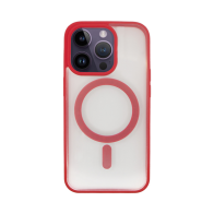 Vivid Magsafe Silicone Case Apple iPhone 14 Pro Transparent/Red