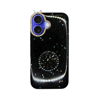 Vivid Glitter Stars Case with Holder Apple iPhone 16 Black