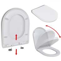 vidaXL Κάλυμμα Λεκάνης με Soft Close & Quick Release Τετράγωνο Λευκό 141765