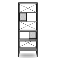 Arte Libre Mela Βιβλιοθήκη Μελαμίνη Μέταλλο 65x32.8x180cm Γκρι Μαύρη