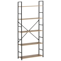 ARTELIBRE Ραφιέρα DARROW Με 5 Ράφια Δρυς/Μαύρο Μοριοσανίδα/Μέταλλο 58.6x23.5x144cm