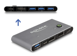 DELOCK DisplayPort KVM switch 18646 με 4x θύρες USB 5Gbps 8K/30Hz γκρι