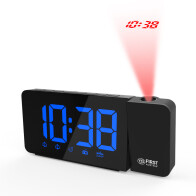 First Austria FA-2419-BU Μαύρο ψηφιακό ξυπνητήρι με μπλε ψηφία, FM, προτζέκτορα και διπλή αφύπνιση