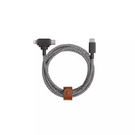 Native Union Belt Cable Duo 2in1, USB C TO USB-C & Lighting, 1.5M, ( Zebra)