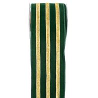 ΚΟΡΔ.LINED VELVET 10cm x 4.5m ΠΡΑΣΙΝΟ-ΧΡΥΣΟ