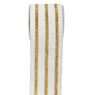 ΚΟΡΔ.LINED VELVET 10cm x 4.5m ΛΕΥΚΟ-ΧΡΥΣΟ