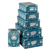 5Five Simply Smart Σετ 6  Κουτιών με Μεταλλικές Γωνίες Box'n Peace 48 x 33,5 x 16 cm Πετρόλ 205570