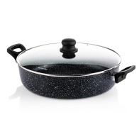 WESTINGHOUSE Ρηχή Κατσαρόλα Από Αλουμίνιο 5. 2 Lt / 32 cm Με Αντικολλητική Επίστρωση Μάρμαρου & Γυάλινο Καπάκι WCCC0009L32MBB