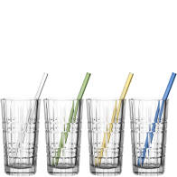 Leonardo Ποτήρια Νερού /Αναψυκτικού 400ml με Γυάλινα Καλαμάκια SPIRITII -Σετ 4 Τεμαχίων