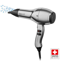 VALERA Επαγγελματικό σεσουάρ μαλλιών με AC μοτέρ 2400W και SuperFlex καλώδιο 3 μέτρων, με σύστημα Rotocord για περιστροφή 360°, σε ασημί χρώμα. VALERA SWISS SILENT JET 8700 RC D