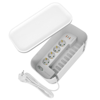 Sonora Κουτί Oργάνωσης Kαλωδίων με Ενσωματωμένο Πολύπριζο 5 Θέσεων με 3 Θύρες USB Λευκό