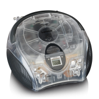 LENCO Φορητό ραδιόφωνο με CD και οθόνη LCD, σε διαφανές/μαύρο χρώμα. LENCO SCD-24TR