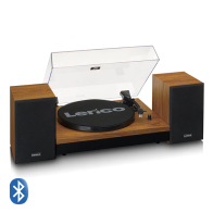 LENCO Πικάπ με 2 εξωτερικά ηχεία 20W, σύνδεση Bluetooth και βύσμα EE/UK, σε μαύρο / καφέ χρώμα. LENCO LS-310WD