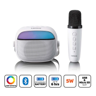LENCO Ηχείο Bluetooth με ασύρματο μικρόφωνο, RGB φωτισμό και λειτουργία Karaoke. LENCO BTC-020WH