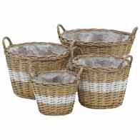 vidaXL Γλάστρες Υπερυψωμένες 4 τεμ. Wicker με Επένδυση Πολυαιθυλενίου 246830