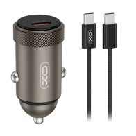 XO Universal φορτιστής αυτοκινήτου USB-C και με αποσπώμενο καλώδιο, σε γκρι χρώμα XO CC70
