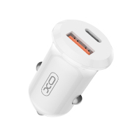 XO Universal φορτιστής αυτοκινήτου με 2 εξόδους, 1x USB-A & 1x USB-C σε λευκό χρώμα XO CC69