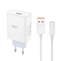 XO Universal φορτιστής 120W με 1 έξοδο USB-A και αποσπώμενο καλώδιο USB-A - USB type-C, σε λευκό χρώμα XO L164