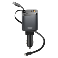 XO Universal φορτιστής αυτοκινήτου με 2 εξόδους, 1x USB-A & 1x USB-C και 2 ενσωματωμένα καλώδια, 1x Lightning & 1x Type-C, 108W XO CC71 METAL