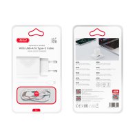 XO Universal φορτιστής USB-A, 18W και αποσπώμενο καλώδιο USB type-C σε λευκό χρώμα XO L159