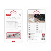 XO Universal φορτιστής USB-C, 20W και αποσπώμενο καλώδιο USB-type C αρσ. - USB type-C αρσ. σε λευκό χρώμα XO L160 WITH TYPE-C CABLE