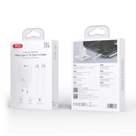 XO Universal φορτιστής με 2 εξόδους, 1x USB-A & 1x USB-C, 20W με αποσπώμενο καλώδιο USB type-C σε λευκό χρώμα XO CE40 WITH TYPE-C CABLE