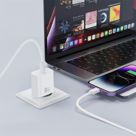 XO Universal φορτιστής USB-C, PD30W κι αποσπώμενο καλώδιο USB type-C σε USB type-C σε λευκό χρώμα XO CE41 WITH TYPE-C CABLE
