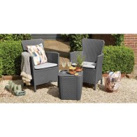 Keter Σετ Τραπέζι Miami με 2 Πολυθρόνες, Πλαστικό Γραφίτης