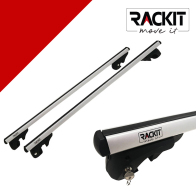 Rackit Μπάρες Οροφής Αλουμινίου 135cm Railing System Σετ Με Πόδια Και Κλειδαριά Τετράγωνες Ασημί