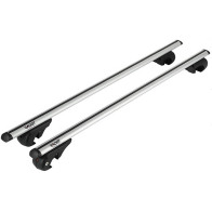 Rackit Μπάρες Οροφής Αλουμινίου 120cm Railing System Σετ Με Πόδια Και Κλειδαριά Οβάλ Ασημί