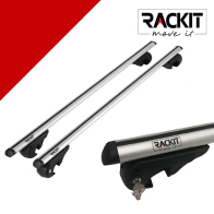 Rackit Μπάρες Οροφής Αλουμινίου 135cm Railing System Σετ Με Πόδια Και Κλειδαριά Οβάλ Ασημί