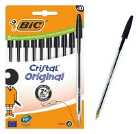 BIC στυλό διαρκείας ballpoint Cristal Original 1.0mm μύτη μαύρο 10τμχ