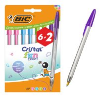 BIC στυλό διαρκείας ballpoint Cristal Fun Colours 1.6mm μύτη διάφορα χρώματα 8τμχ