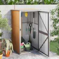 vidaXL Ξύλινη Αποθήκη Κήπου Καφέ 88x89x161 εκ. από Γαλβανισμένο Ατσάλι 316208