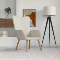 vidaXL Πολυθρόνα Relax Λευκό Κρεμ Βελούδινη 327664