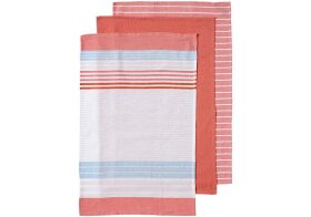 Ladelle Πετσέτες Κουζίνας 45x70cm Κοραλί Dwell Woven Stripes -Βαμβάκι  -Σετ 2  Τεμαχίων