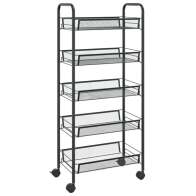 vidaXL Τρόλεϊ Κουζίνας 5 Επιπέδων Μαύρο 46 x 26 x 105 εκ. Σιδερένιο 336328
