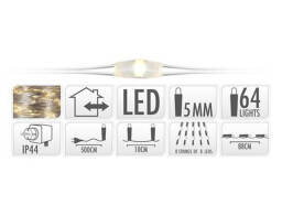 Διακοσμητικός Φωτισμός (AX8702500) με 64 Warm White Micro LED - 5m