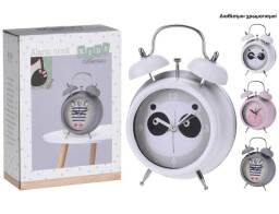 Kids deco Επιτραπέζιο ρολόι Alarm HZ1991440 13x6.5x18cm, ματ φινίρισμα, σε 3 επιλογές σχεδίου - χρώματος, κουνέλι-ροζ/ζέβρα-Γκρι/παντά-λευκό.