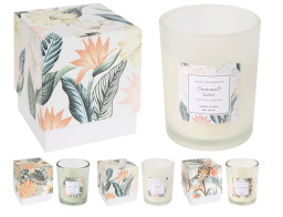 Αρωματικό Κερί CC5073580 Σε γυάλινο δοχείο 9.5 x 10.5 cm, σε 3 επιλογές σχεδίου και αρώματος, white/cocomint, khaki/frangipani, green/pineapple.