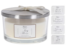 Αρωματικό Κερί CC5880290 Σε γυάλινο δοχείο με καπάκι stainless steel, 13 x 8 cm, σε 4 επιλογές σχεδίου και αρώματος, citrus, ivory moss, cherry blossom, fresh linen.