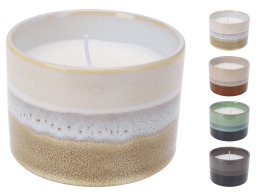 Κερί Q76900310 Σε πήλινο δοχείο με reactive φινίρισμα γλάσου, 10 x 7 cm, σε 4 επιλογές χρώματος, yellow, terra, green, grey.